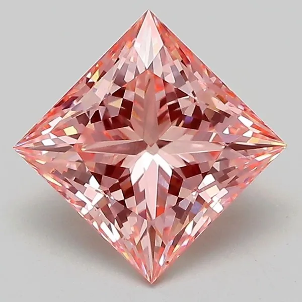 2.08ct PRINCESS Fancy Vivid Pink VVS2 Coloured Lab diamond