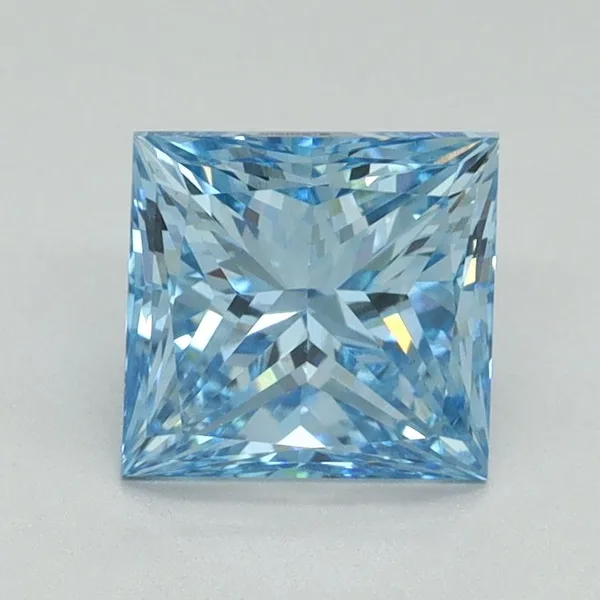 1.52ct PRINCESS Fancy Vivid Blue VS1 Coloured Lab diamond