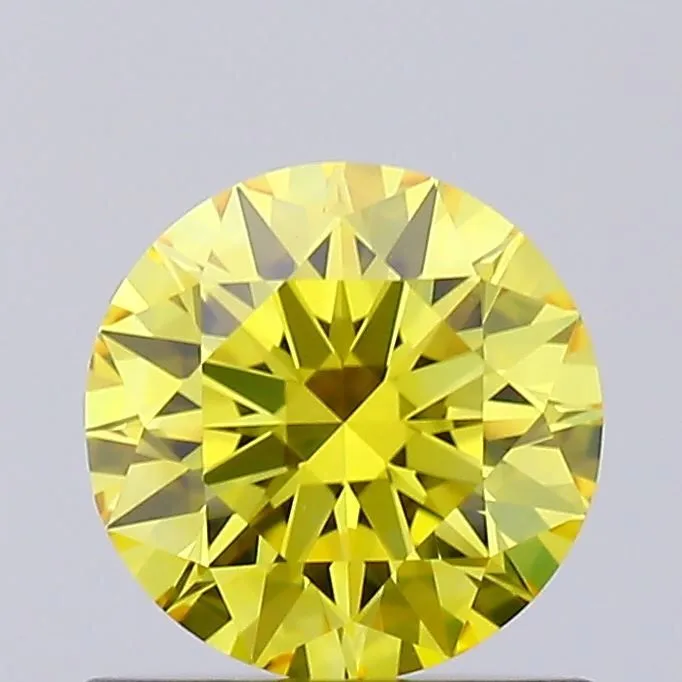 0.64ct ROUND Fancy Vivid Yellow VVS2 Coloured Lab diamond