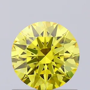 0.64ct ROUND Fancy Vivid Yellow VVS2 Coloured Lab diamond