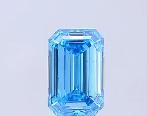 1.3ct EMERALD Fancy Vivid Blue SI1 Coloured Lab diamond