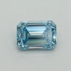 0.51ct EMERALD Fancy Vivid Blue VS1 Coloured Lab diamond