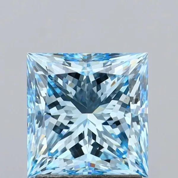 2.1ct PRINCESS Fancy Vivid Blue VVS2 Coloured Lab diamond