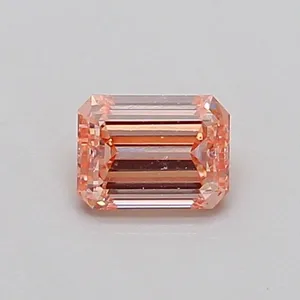 0.38ct EMERALD Fancy Intense Orange Pink SI1 Coloured Lab diamond