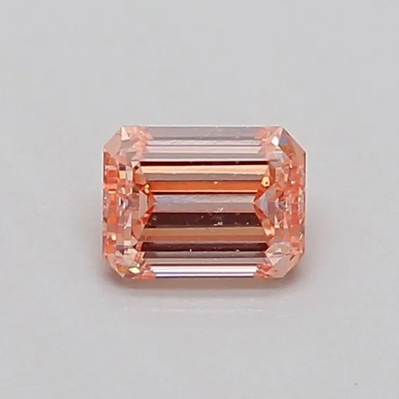 0.38ct EMERALD Fancy Intense Orange Pink SI1 Coloured Lab diamond