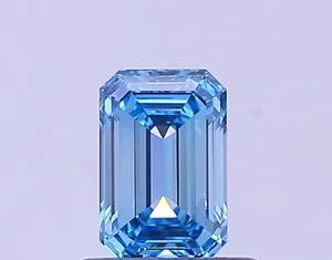 0.66ct EMERALD Fancy Vivid Blue VVS2 Coloured Lab diamond