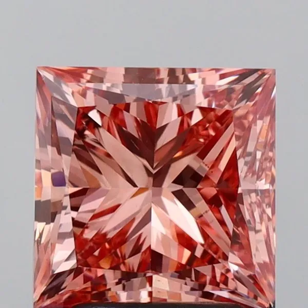 2.84ct PRINCESS Fancy Intense Brownish Pink VS1 Coloured Lab diamond