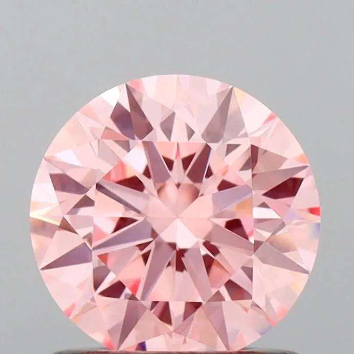 0.93ct ROUND Fancy Vivid Pink VVS2 Coloured Lab diamond