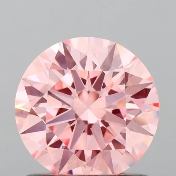 0.93ct ROUND Fancy Vivid Pink VVS2 Coloured Lab diamond