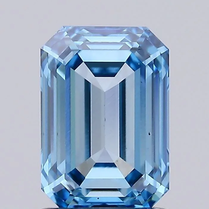 1.52ct EMERALD Fancy Intense Blue VVS2 Coloured Lab diamond