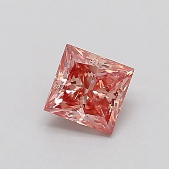 0.38ct PRINCESS Fancy Vivid Brownish Pink VS2 Coloured Lab diamond