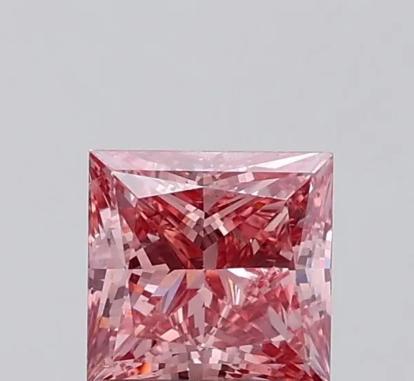 1.09ct PRINCESS Fancy Vivid Pink SI2 Coloured Lab diamond