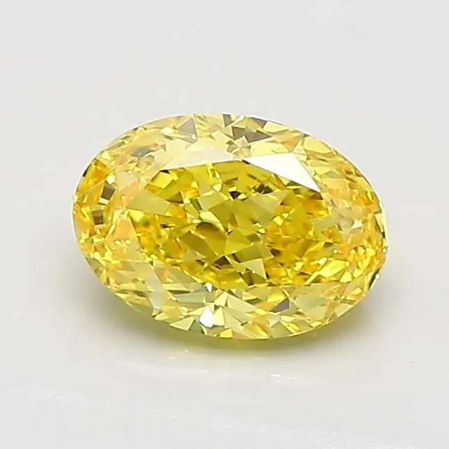 0.91ct OVAL Fancy Vivid Yellow VVS2 Coloured Lab diamond