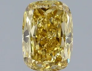 1.08ct CUSHION Fancy Intense Yellow VVS2 Coloured Lab diamond