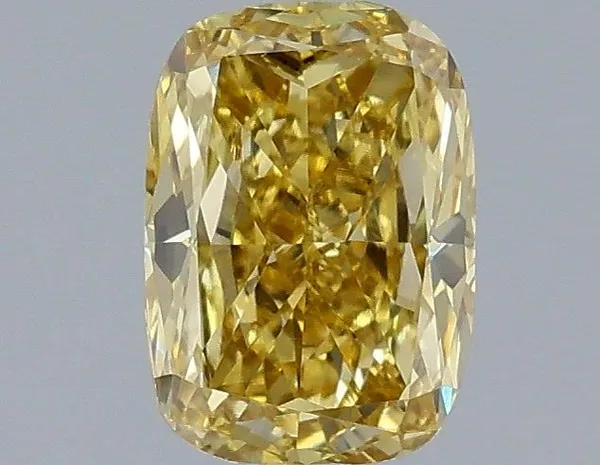 1.08ct CUSHION Fancy Intense Yellow VVS2 Coloured Lab diamond