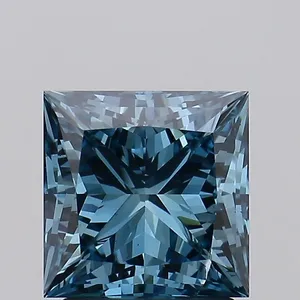 2.07ct PRINCESS Fancy Vivid Greenish Blue SI2 Coloured Lab diamond