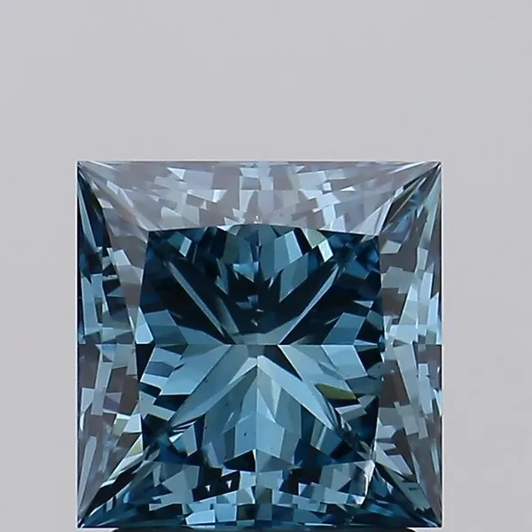 2.07ct PRINCESS Fancy Vivid Greenish Blue SI2 Coloured Lab diamond