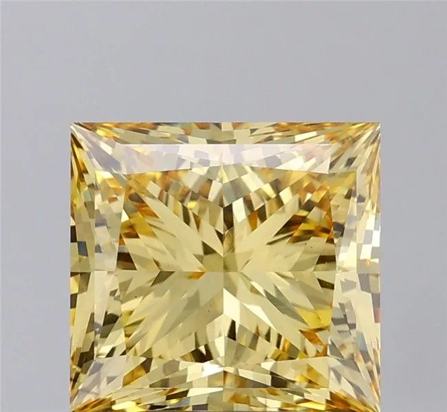 5.02ct PRINCESS Fancy Intense Yellow VS2 Coloured Lab diamond