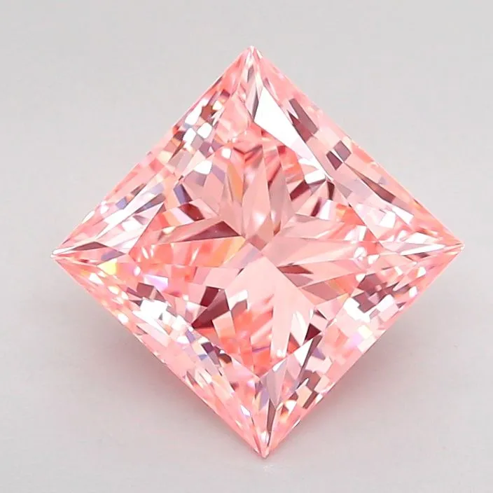 2.00ct PRINCESS Fancy Vivid Pink VS1 Coloured Lab diamond