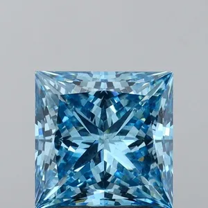3.02ct PRINCESS Fancy Vivid Blue VS2 Coloured Lab diamond