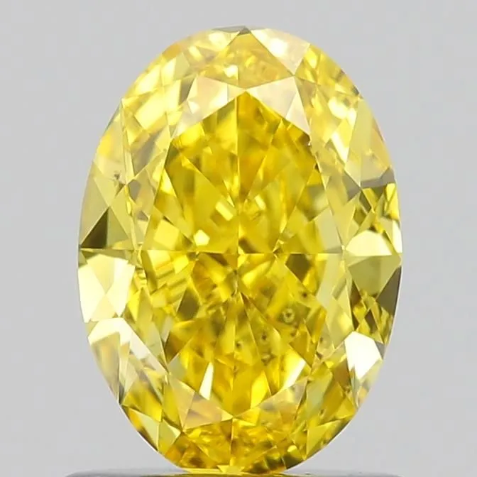 0.91ct OVAL Fancy Vivid Yellow VS2 Coloured Lab diamond