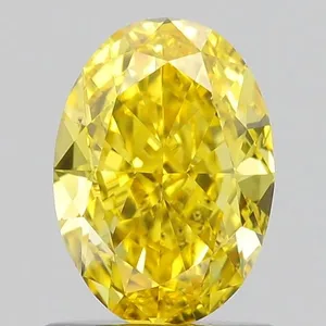 0.91ct OVAL Fancy Vivid Yellow VS2 Coloured Lab diamond