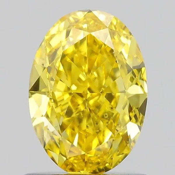 0.91ct OVAL Fancy Vivid Yellow VS2 Coloured Lab diamond