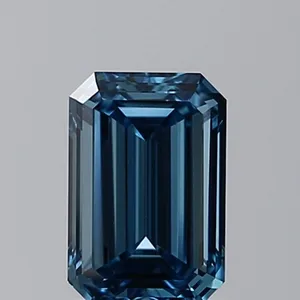 0.9ct EMERALD Fancy Vivid Blue VVS2 Coloured Lab diamond