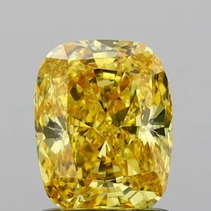 1.03ct CUSHION Fancy Vivid Yellow SI1 Coloured Lab diamond