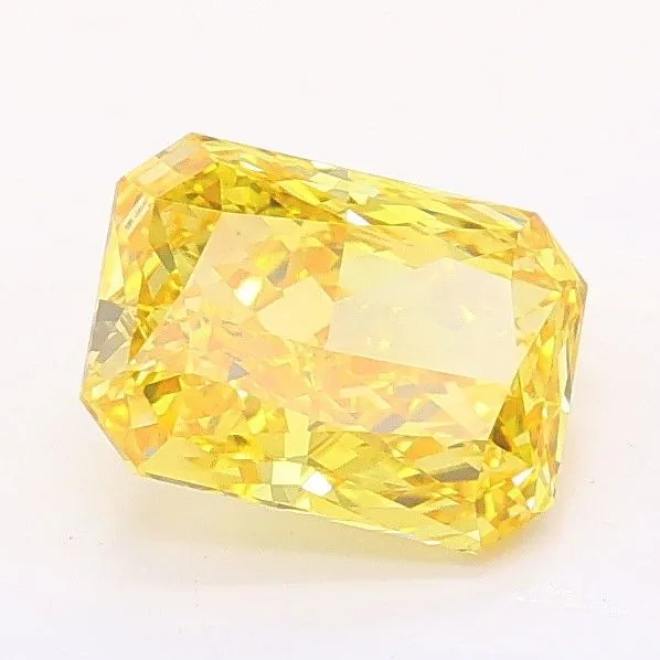1.23ct RADIANT Fancy Vivid Yellow VVS2 Coloured Lab diamond