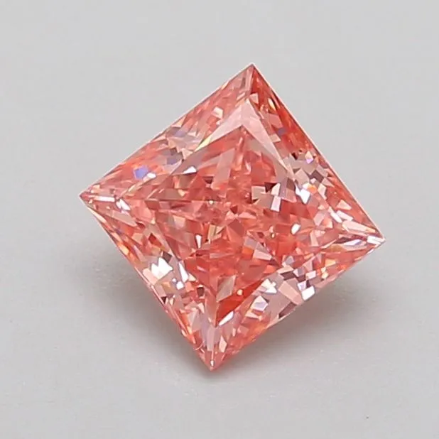 0.88ct PRINCESS Fancy Vivid Pink VS1 Coloured Lab diamond