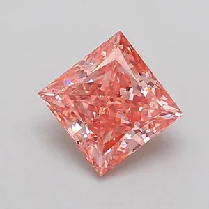 0.88ct PRINCESS Fancy Vivid Pink VS1 Coloured Lab diamond