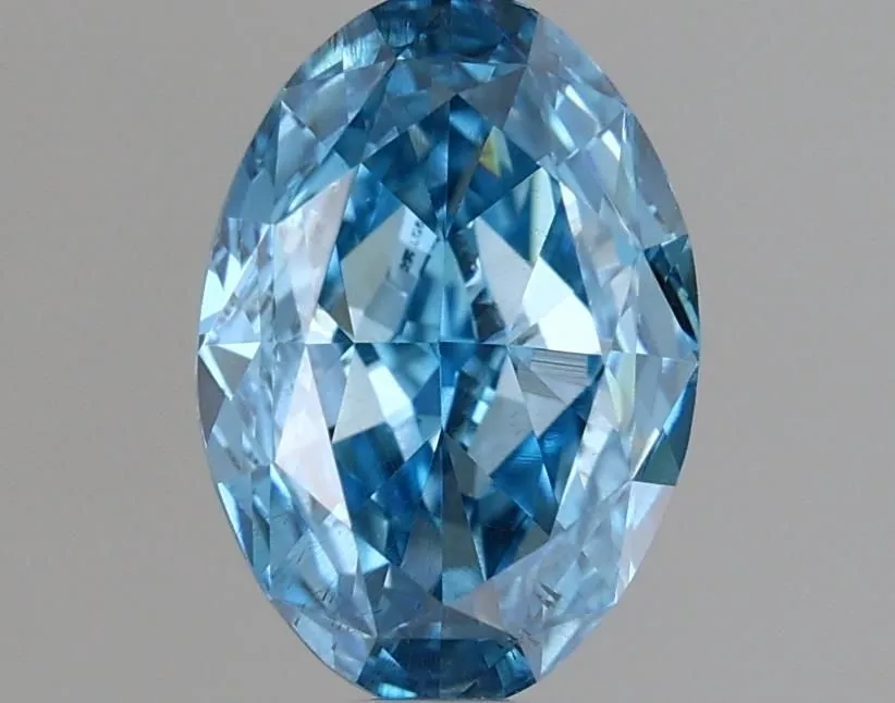 1.08ct OVAL Fancy Vivid Blue SI2 Coloured Lab diamond
