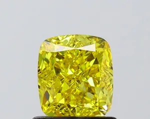 1.01ct CUSHION Fancy Vivid Yellow VVS1 Coloured Lab diamond