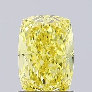 1.02ct CUSHION Fancy Intense Yellow VS1 Coloured Lab diamond