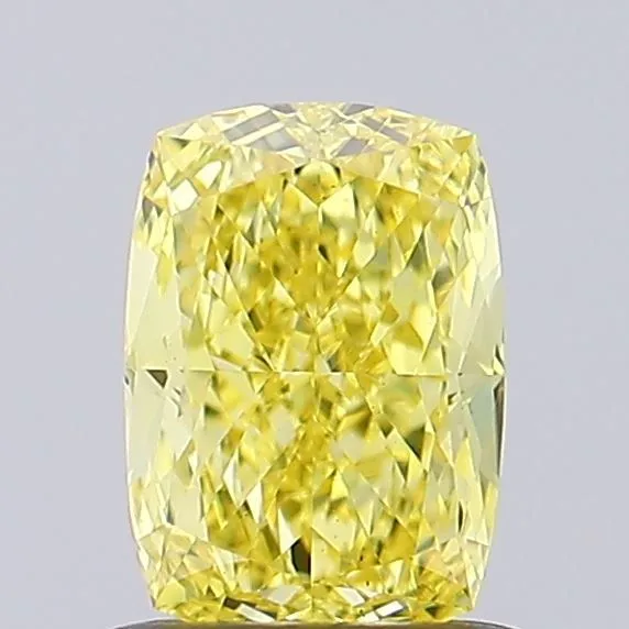 1.02ct CUSHION Fancy Intense Yellow VS1 Coloured Lab diamond
