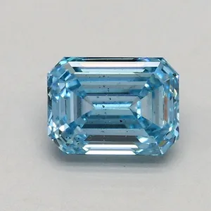 0.51ct EMERALD Fancy Intense Blue SI1 Coloured Lab diamond