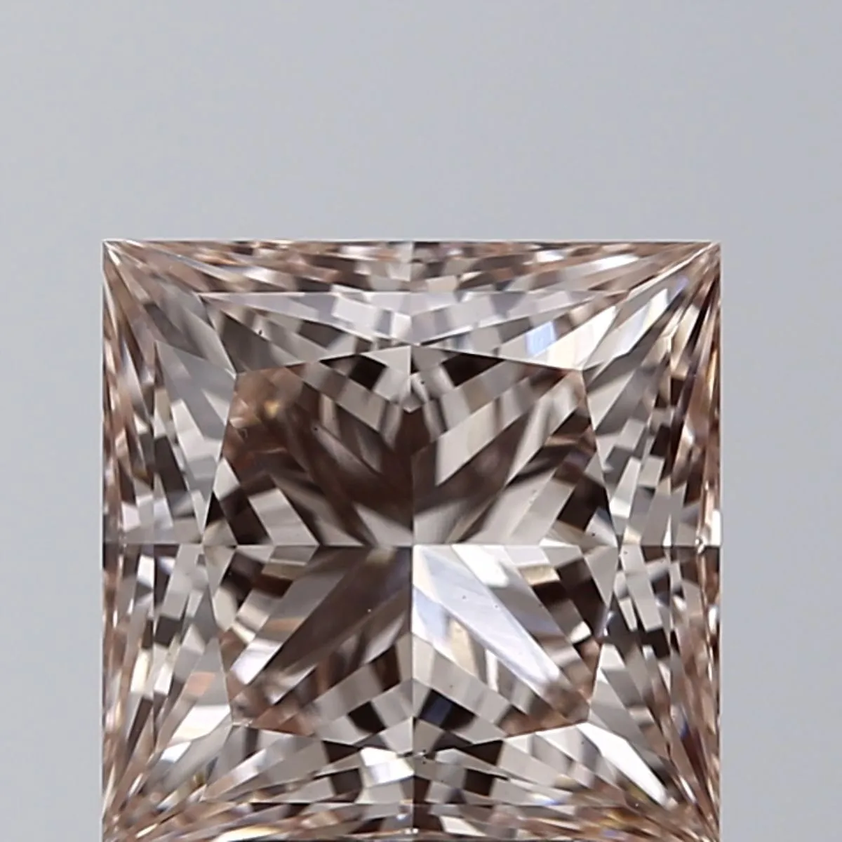3.13ct PRINCESS Fancy Light Brownish Pink VS1 Coloured Lab diamond