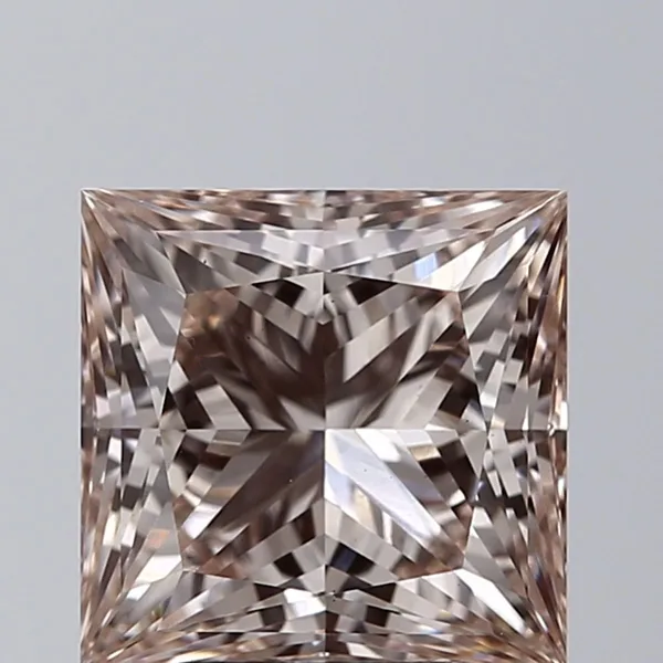 3.13ct PRINCESS Fancy Light Brownish Pink VS1 Coloured Lab diamond