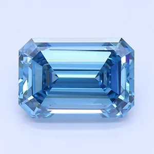 1.02ct EMERALD Fancy Vivid Blue VVS2 Coloured Lab diamond
