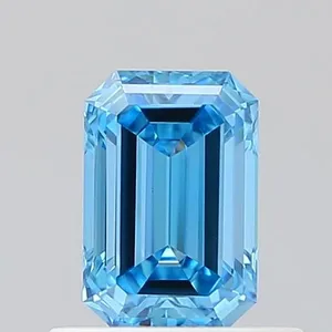 0.62ct EMERALD Fancy Vivid Blue VS1 Coloured Lab diamond