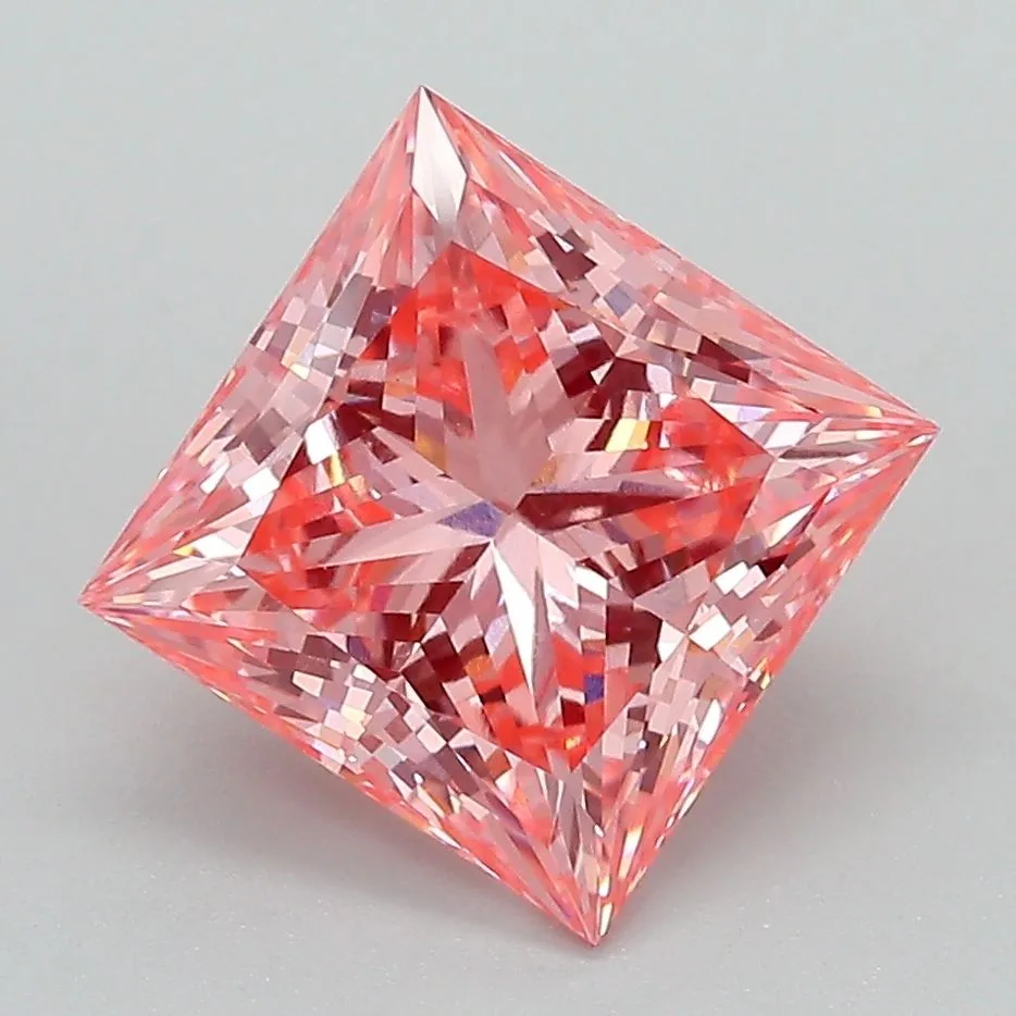 3.09ct PRINCESS Fancy Vivid Pink VS1 Coloured Lab diamond