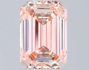 0.83ct EMERALD Fancy Intense Orange Pink VS1 Coloured Lab diamond