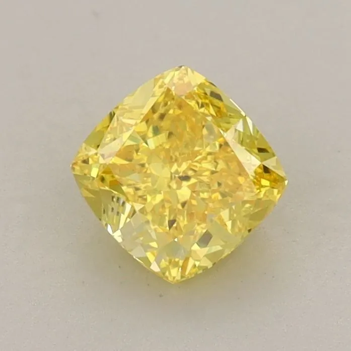 0.77ct CUSHION Fancy Vivid Yellow VVS2 Coloured Lab diamond