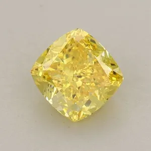 0.77ct CUSHION Fancy Vivid Yellow VVS2 Coloured Lab diamond