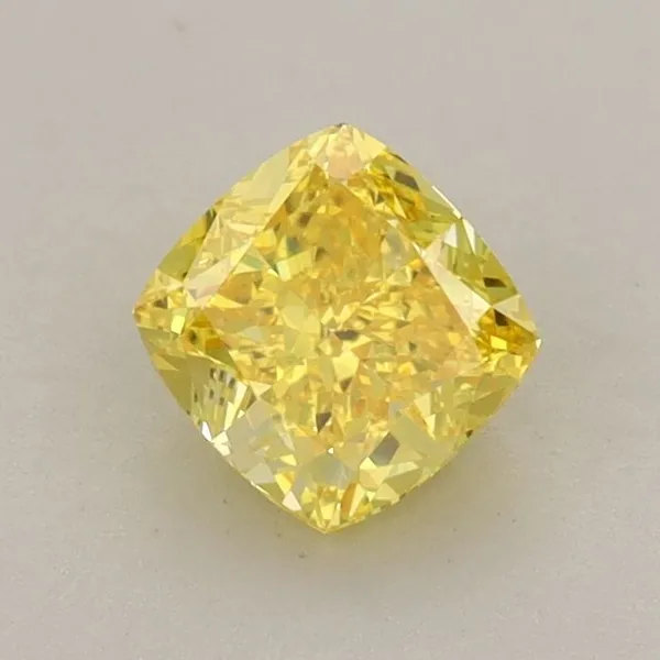 0.77ct CUSHION Fancy Vivid Yellow VVS2 Coloured Lab diamond