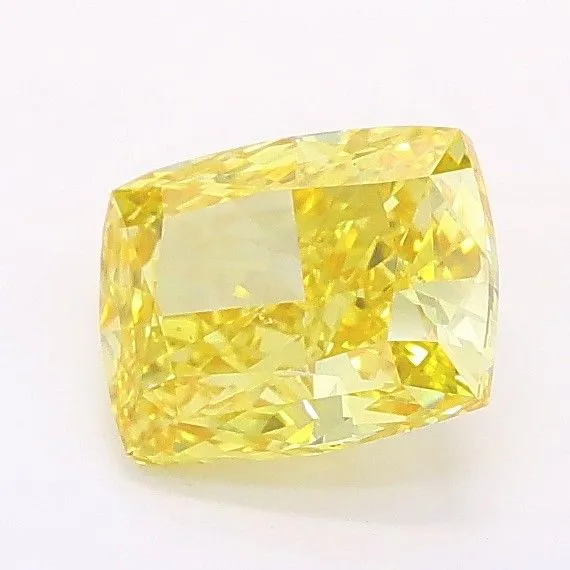 1.10ct CUSHION Fancy Intense Yellow VS1 Coloured Lab diamond