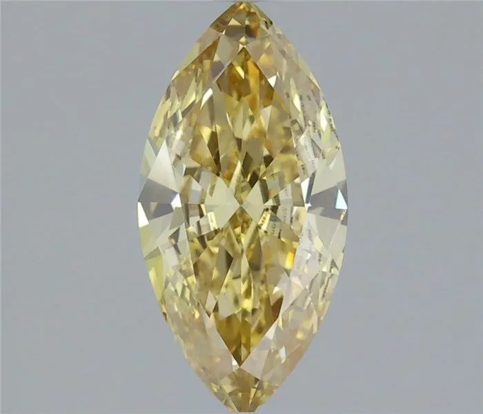 1.12ct MARQUISE Fancy Vivid Yellow VVS2 Coloured Lab diamond