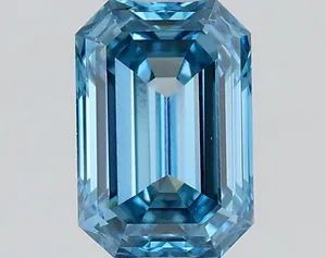 0.58ct EMERALD Fancy Vivid Blue VS1 Coloured Lab diamond