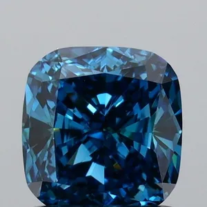 0.9ct CUSHION Fancy Vivid Blue VS1 Coloured Lab diamond